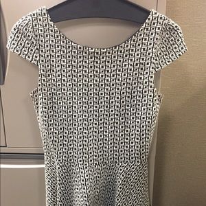 Black and White Skater Dress Geometric Style S